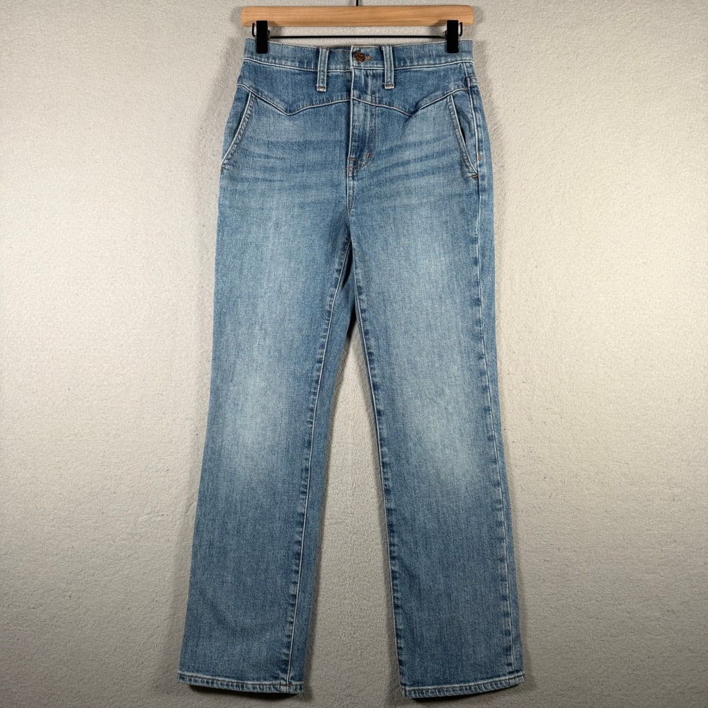 Madewell Slim Demi-Boot Jeans 25 Medium Wash Blue High Rise Yoke Detail